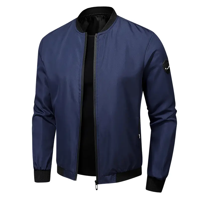 Men's Maroon Bomber Jacket with Black Trim — feature 6