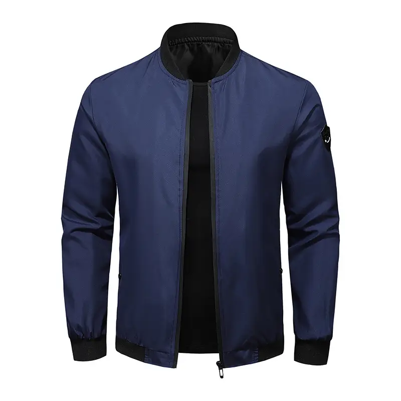 Men's Maroon Bomber Jacket with Black Trim — feature 7