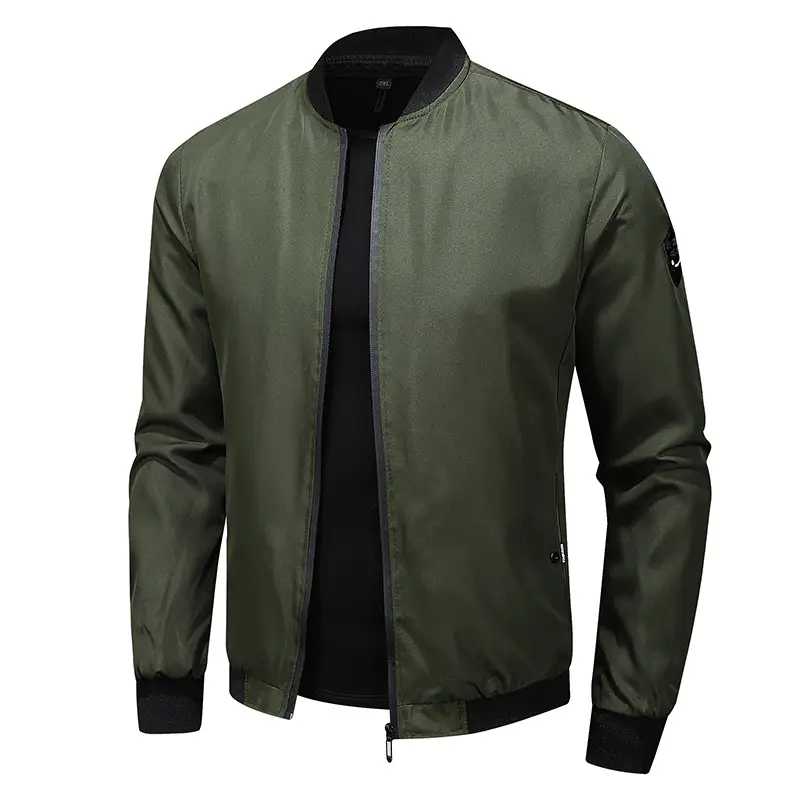 Men's Maroon Bomber Jacket with Black Trim — feature 9