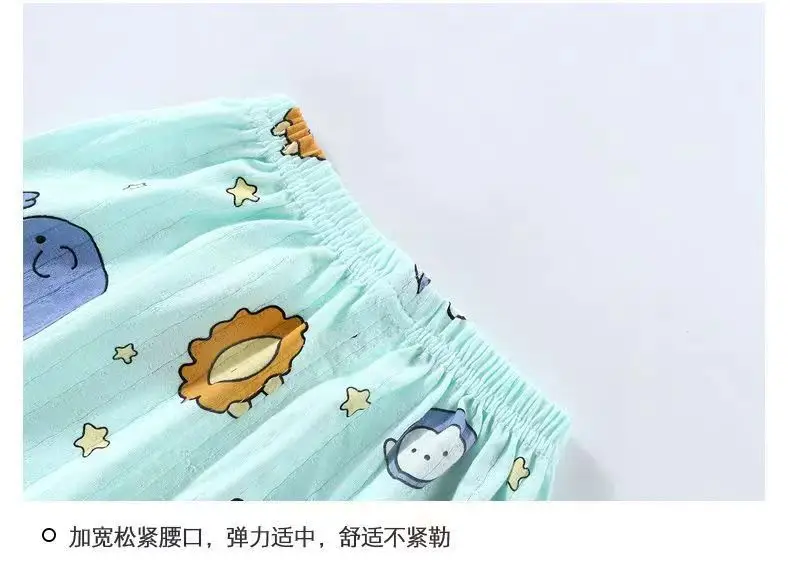 Summer new cotton children's short sleeve suit boys and girls baby ultra-thin homewear air conditioning clothes pajamas baby — feature 11