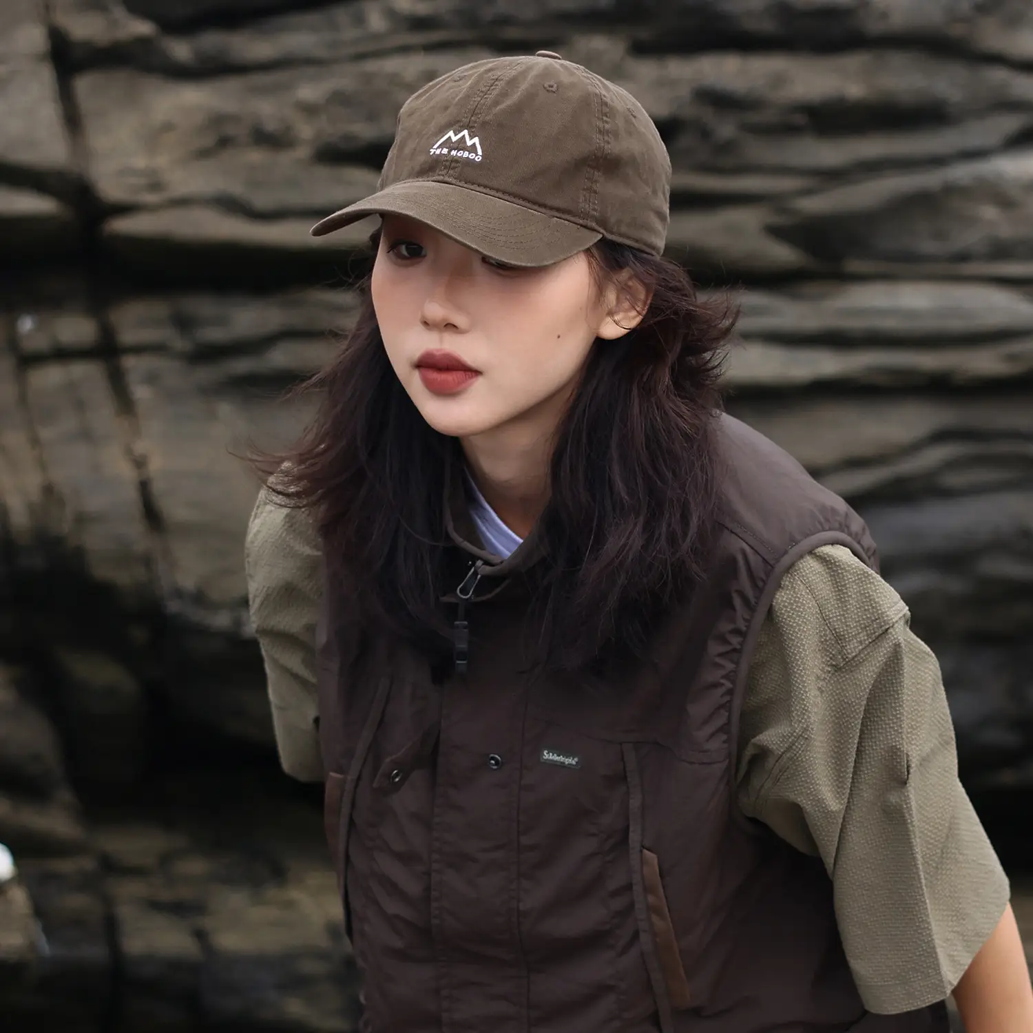 Japanese Style Sunscreen Embroidered Baseball Cap for Men Women Brown - Image 7