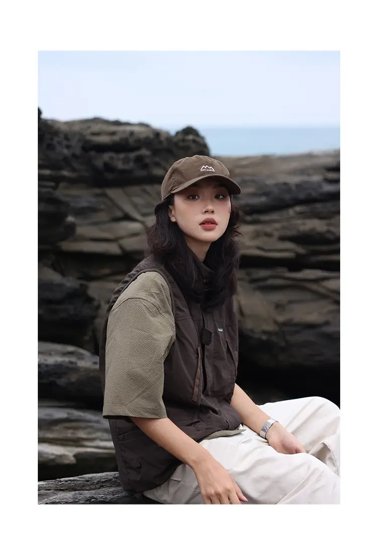Japanese Style Sunscreen Embroidered Baseball Cap for Men Women Brown — feature 2