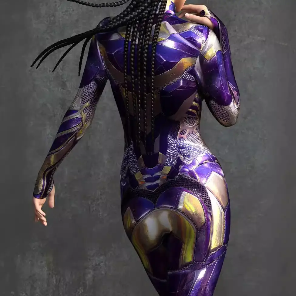 2023 Black Muscle Mecha Printed Jumpsuit Women