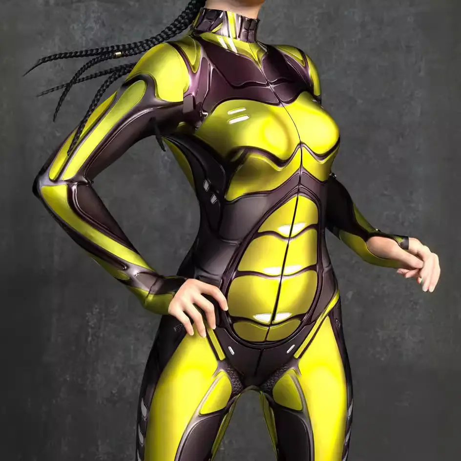 2023 Black Muscle Mecha Printed Jumpsuit Women