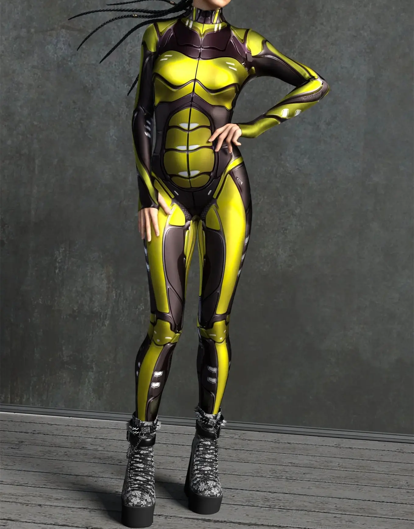 2023 Black Muscle Mecha Printed Jumpsuit Women