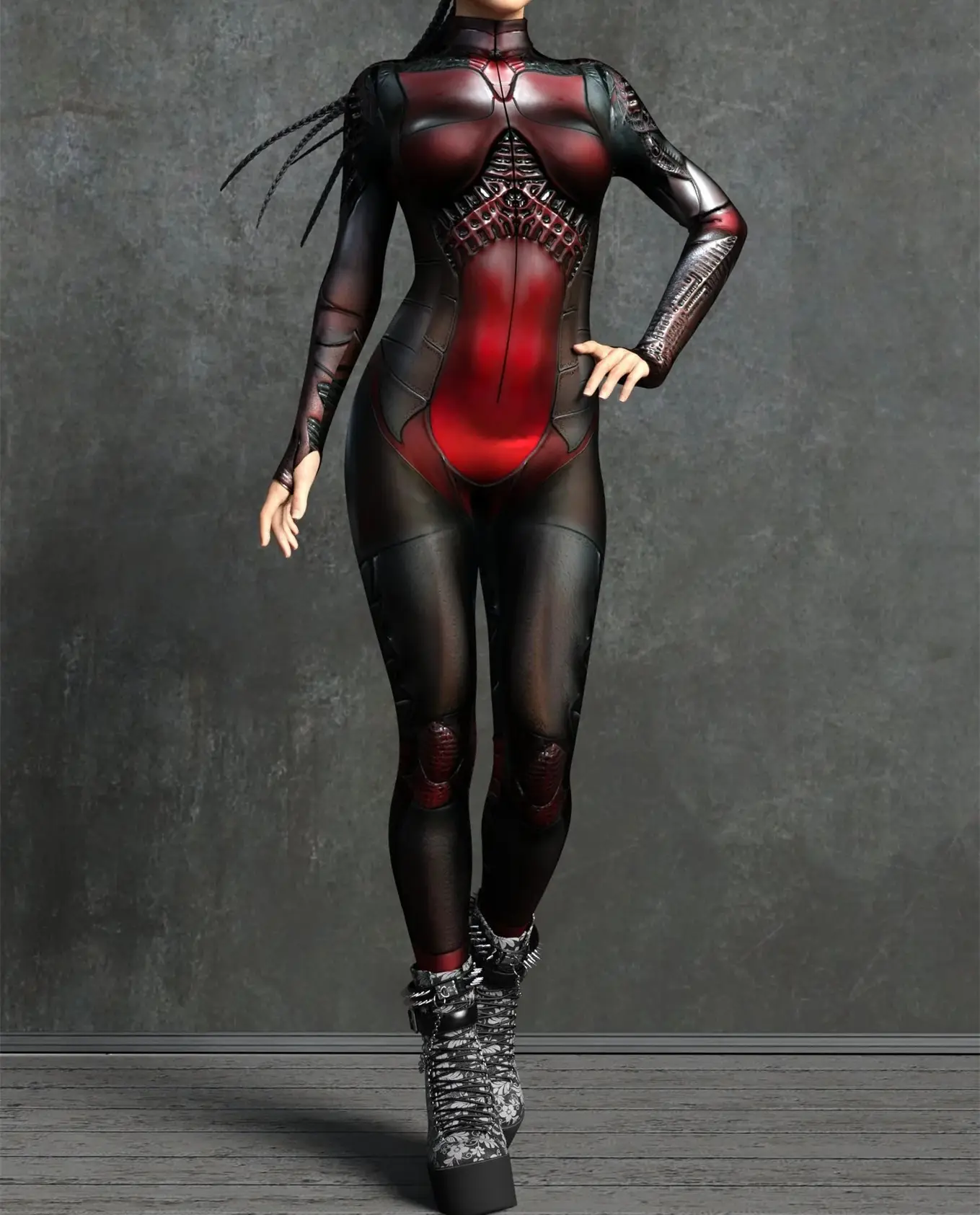 2023 Black Muscle Mecha Printed Jumpsuit Women