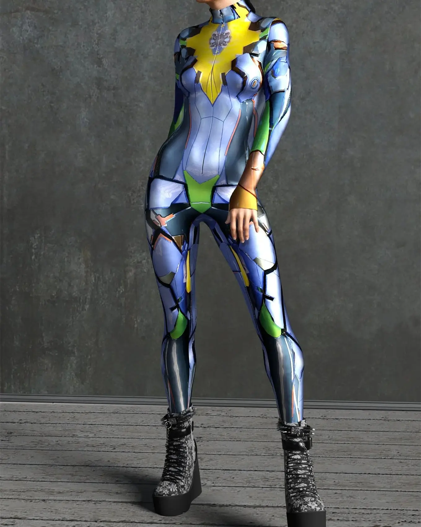 2023 Black Muscle Mecha Printed Jumpsuit Women