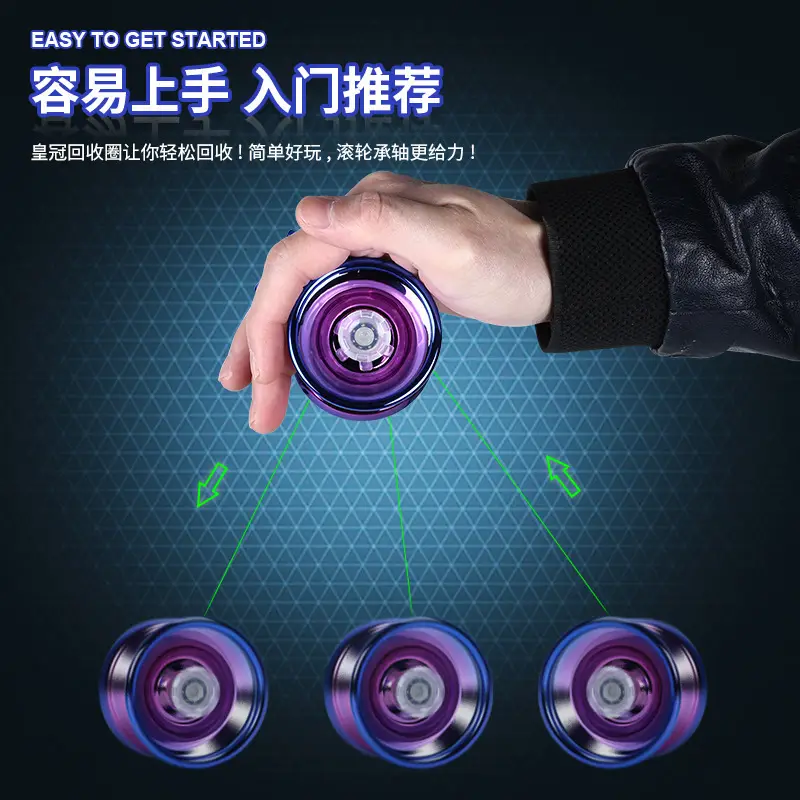 Factory children's alloy yo-yo toy with light beginners metal yo-yo dead sleep can be fixed pattern direct sales — feature 12