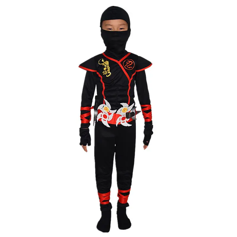 Japanese Ninja White Tiger Costume Anime Print Suit Kids Halloween Party - Image 4