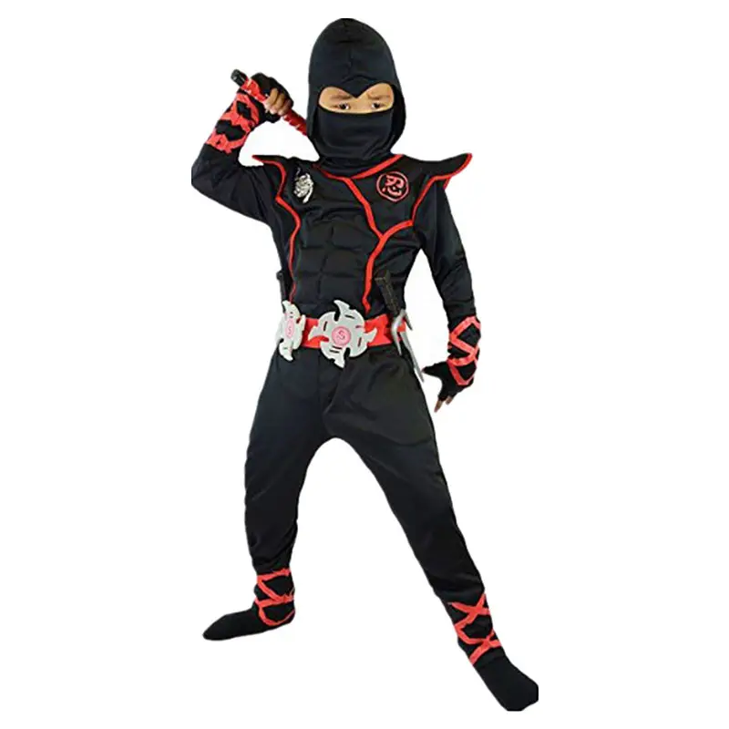 Japanese Ninja White Tiger Costume Anime Print Suit Kids Halloween Party — feature 2