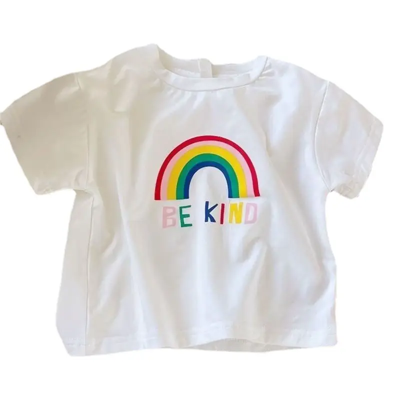 Girls Summer Suit 2023 Korean Style Rainbow Pants Set