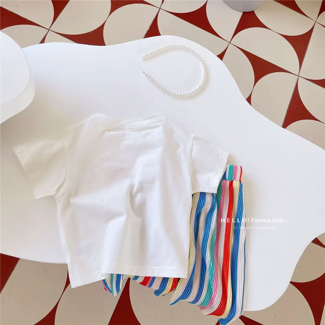 Girls Summer Suit 2023 Korean Style Rainbow Pants Set — feature 10