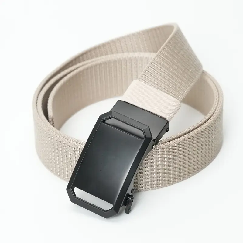 Men's Black Nylon Tactical Belt with Silver Buckle