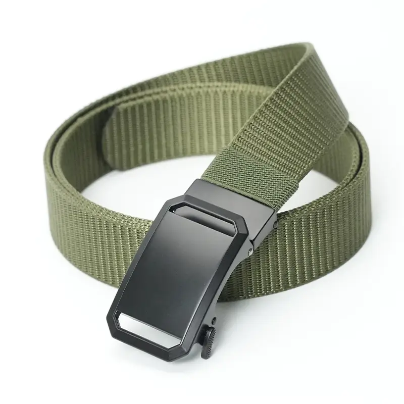 Men's Black Nylon Tactical Belt with Silver Buckle