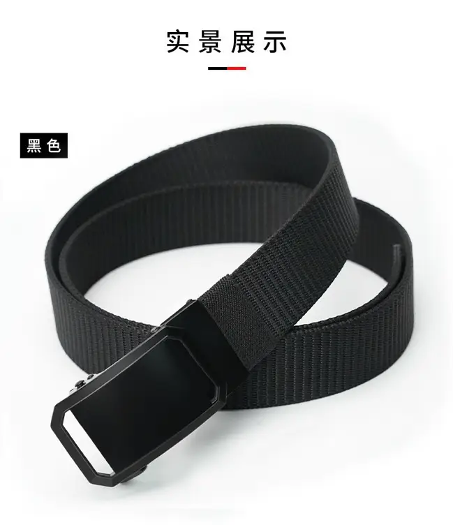 Men's Black Nylon Tactical Belt with Silver Buckle — feature 8