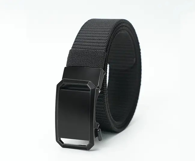 Men's Black Nylon Tactical Belt with Silver Buckle — feature 9