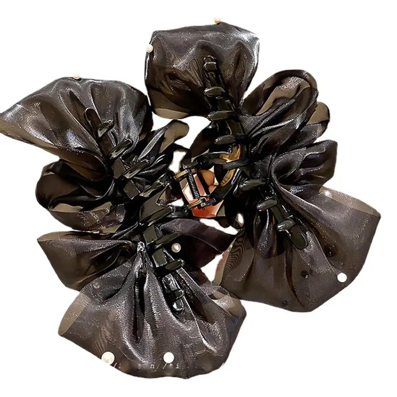 2025 Bubble Mesh Pearl Clip Feminine Multi-Layered Bow Extra Large Shark Clip on Head