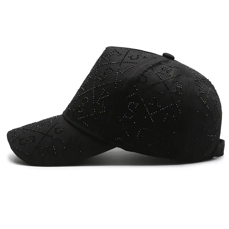 Silver Rhinestone Baseball Cap with Logo Design - Image 5
