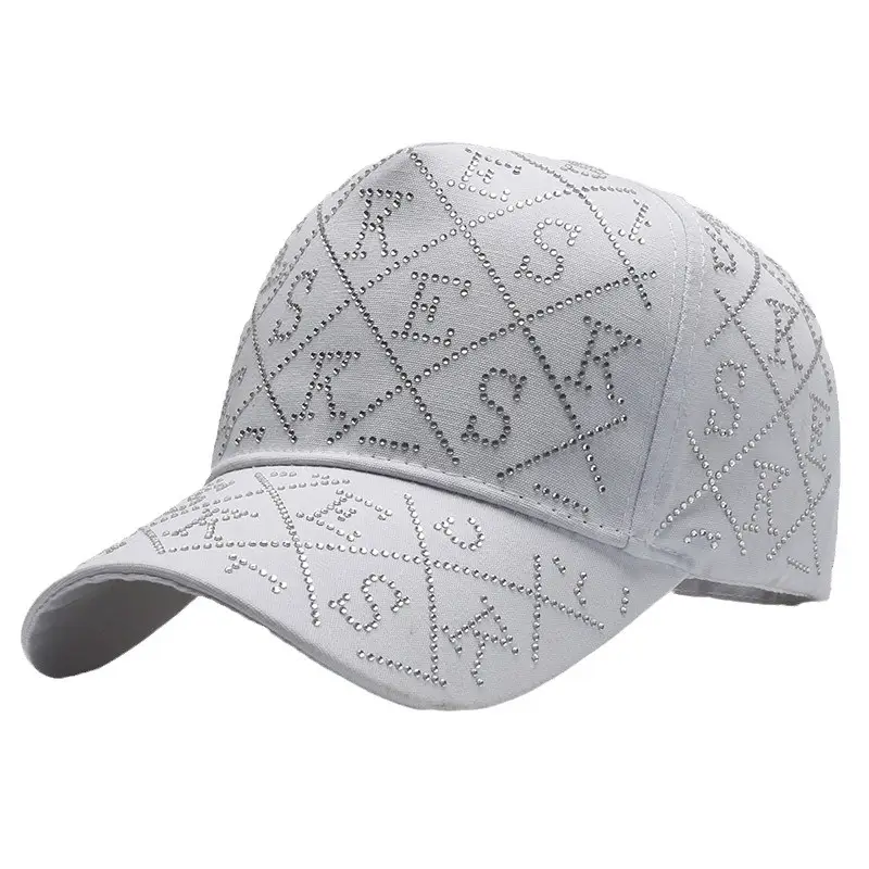 Silver Rhinestone Baseball Cap with Logo Design - Image 6