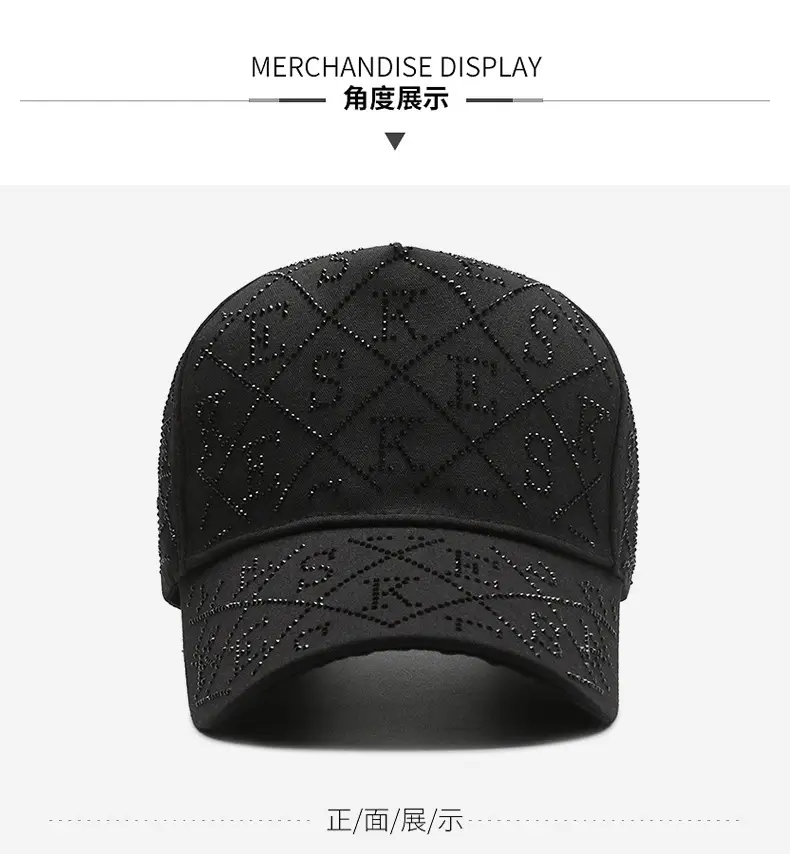 Silver Rhinestone Baseball Cap with Logo Design — feature 8
