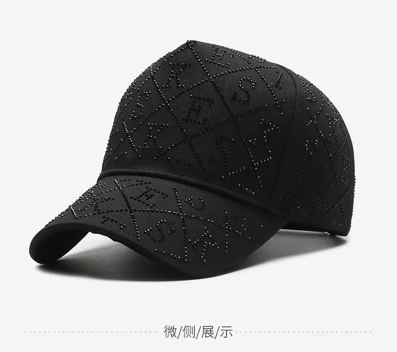 Silver Rhinestone Baseball Cap with Logo Design — feature 9