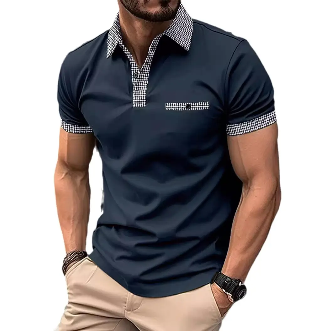 Men's Beige Polo Shirt Button Down Short Sleeve - Image 12