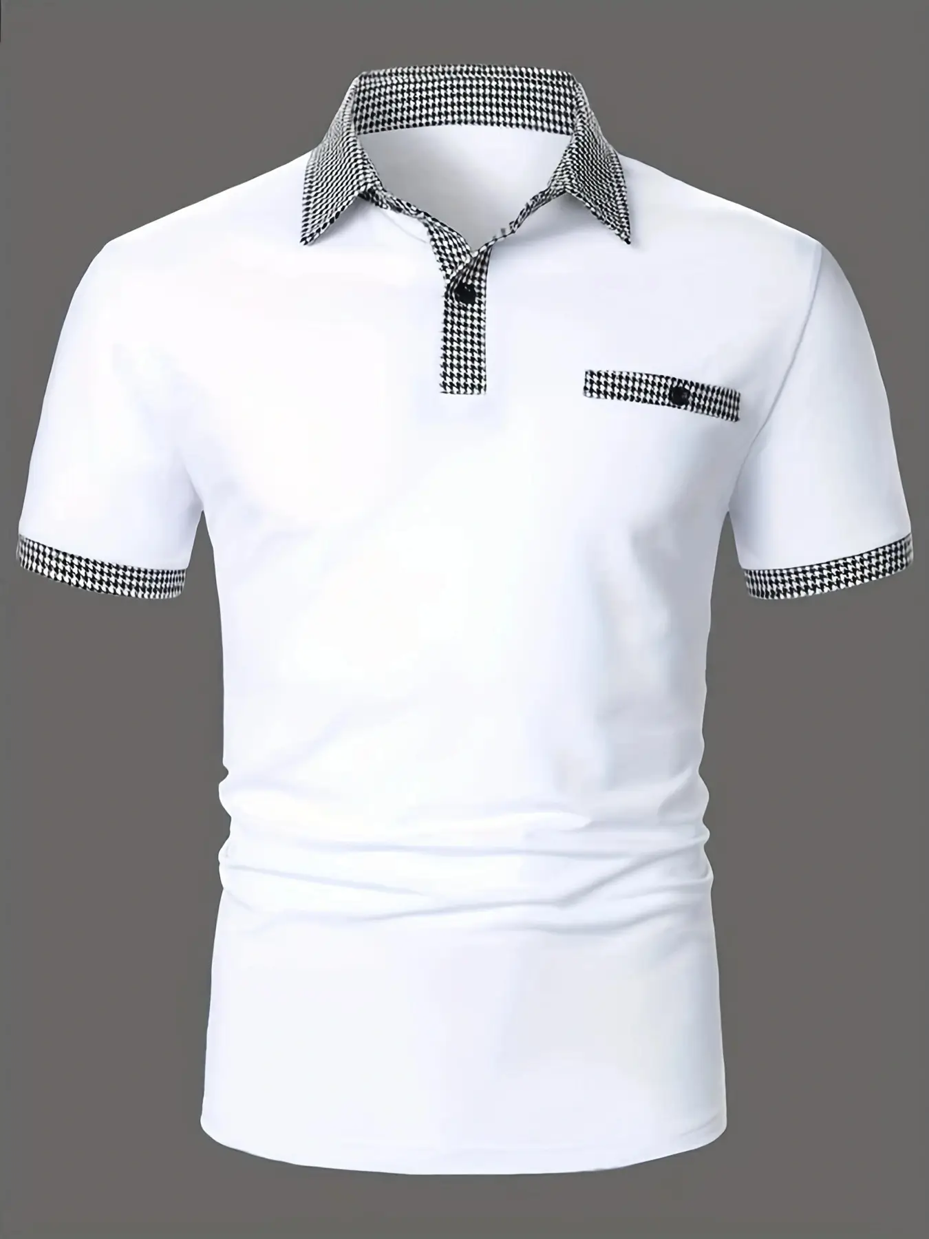 Men's Beige Polo Shirt Button Down Short Sleeve — feature 8