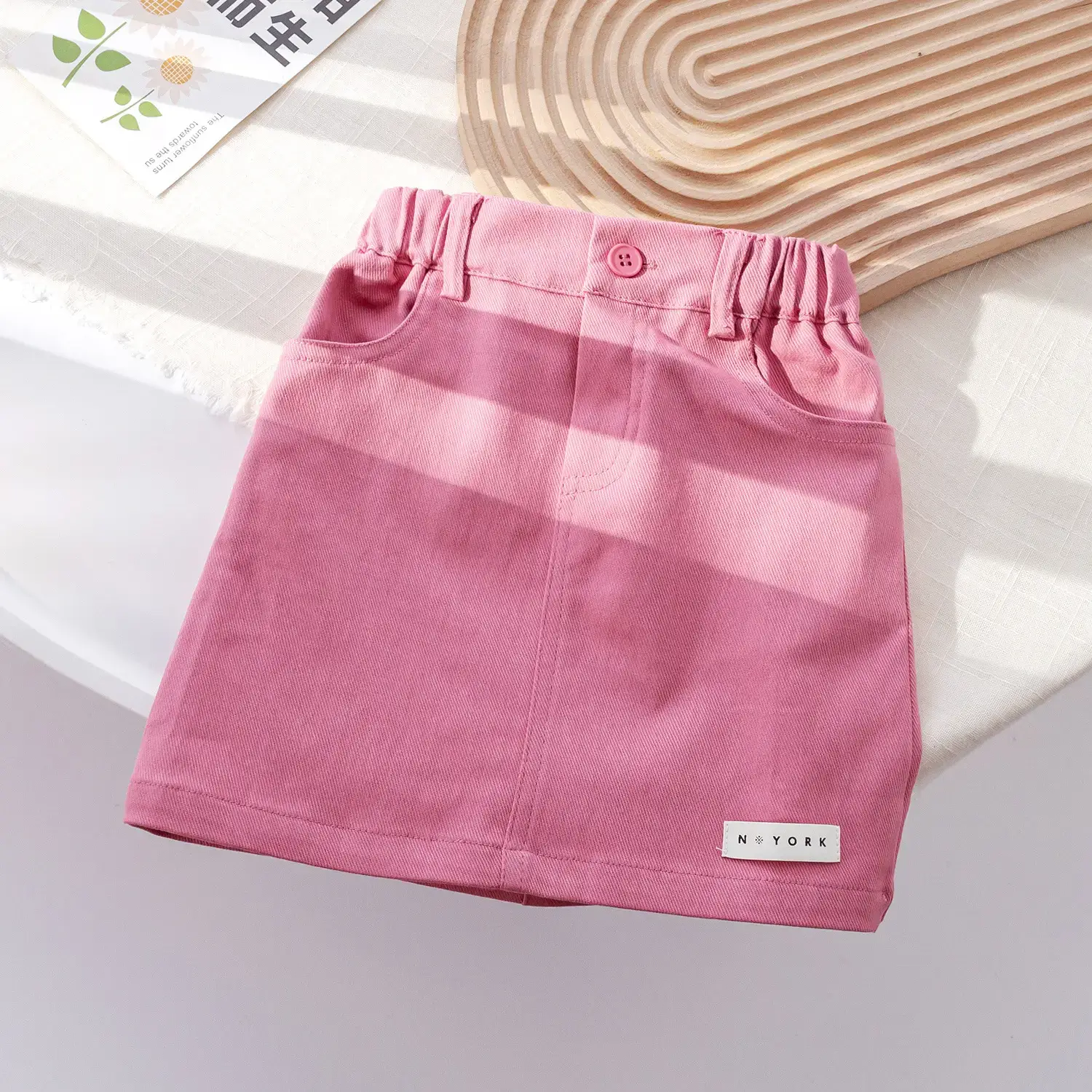Girls Pink Striped Heart Short Sleeve Top Suit 2025 - Image 2