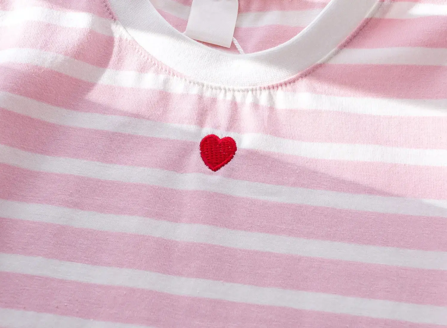 Girls Pink Striped Heart Short Sleeve Top Suit 2025 — feature 15