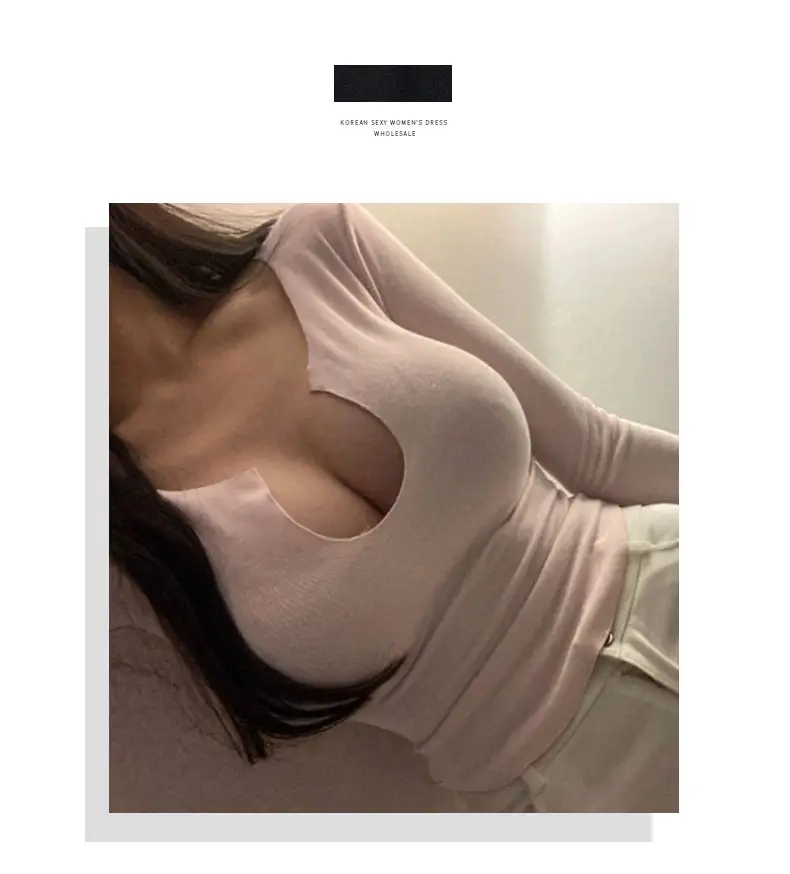 Women Pink V-Neck T-Shirt Long Sleeve — feature 1