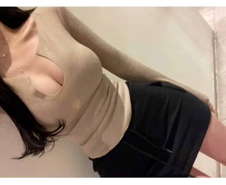 Women Pink V-Neck T-Shirt Long Sleeve — feature 23