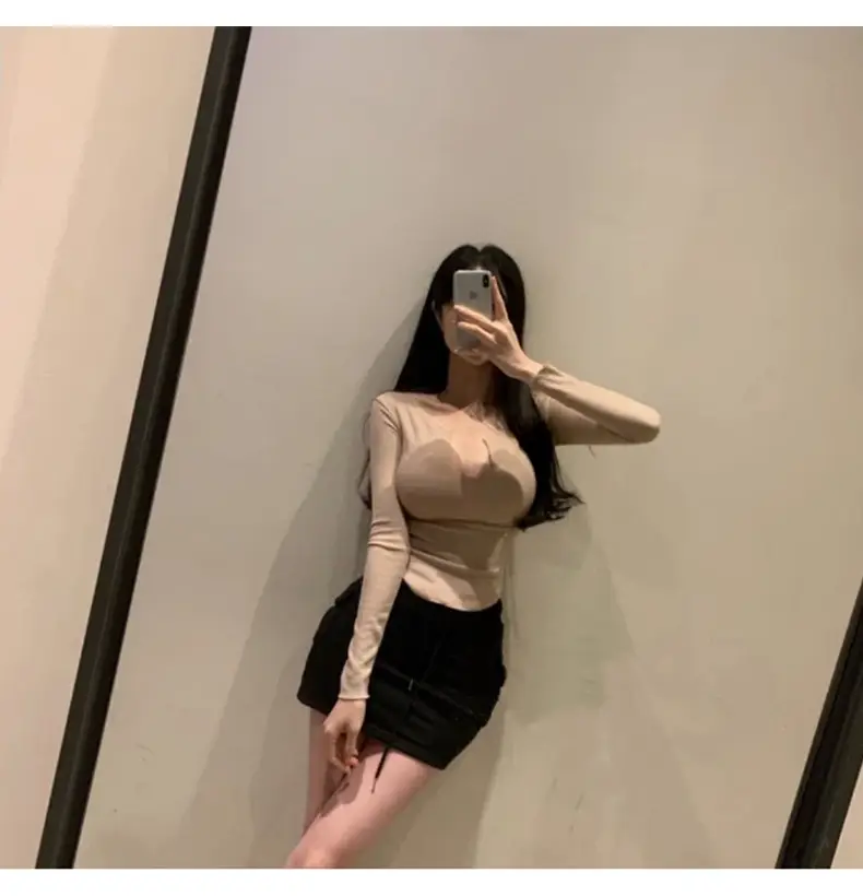 Women Pink V-Neck T-Shirt Long Sleeve — feature 26