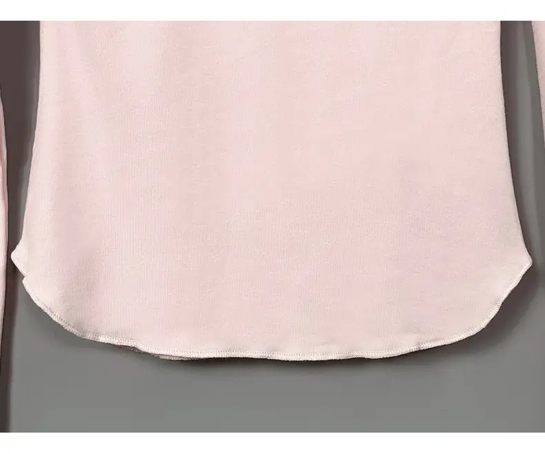 Women Pink V-Neck T-Shirt Long Sleeve — feature 36