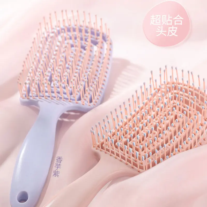 Fluffy High Cranial Hair Brush Purple