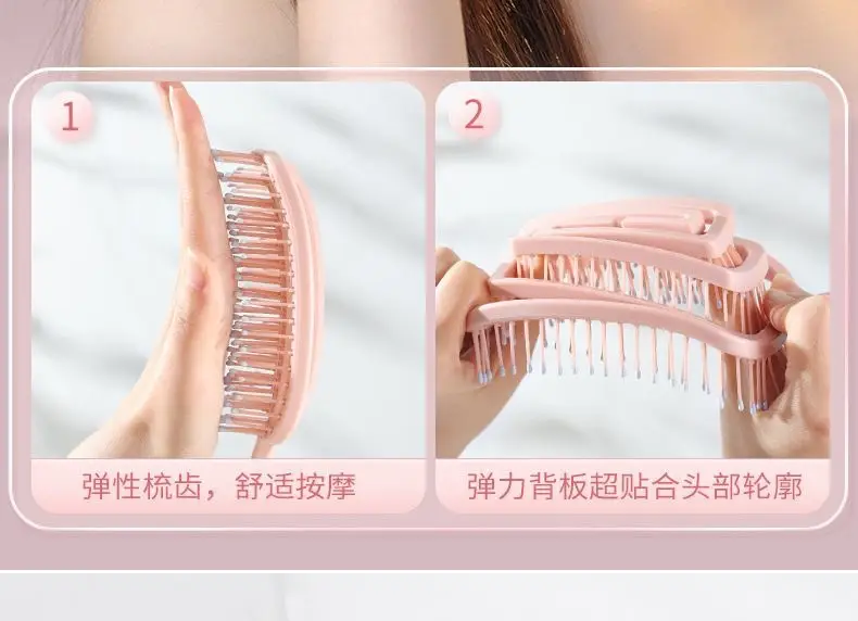 Fluffy High Cranial Hair Brush Purple — feature 11