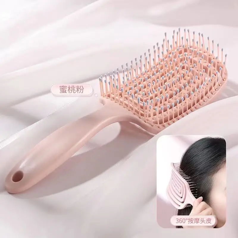 Fluffy High Cranial Hair Brush Purple — feature 2