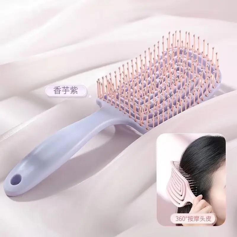 Fluffy High Cranial Hair Brush Purple — feature 3