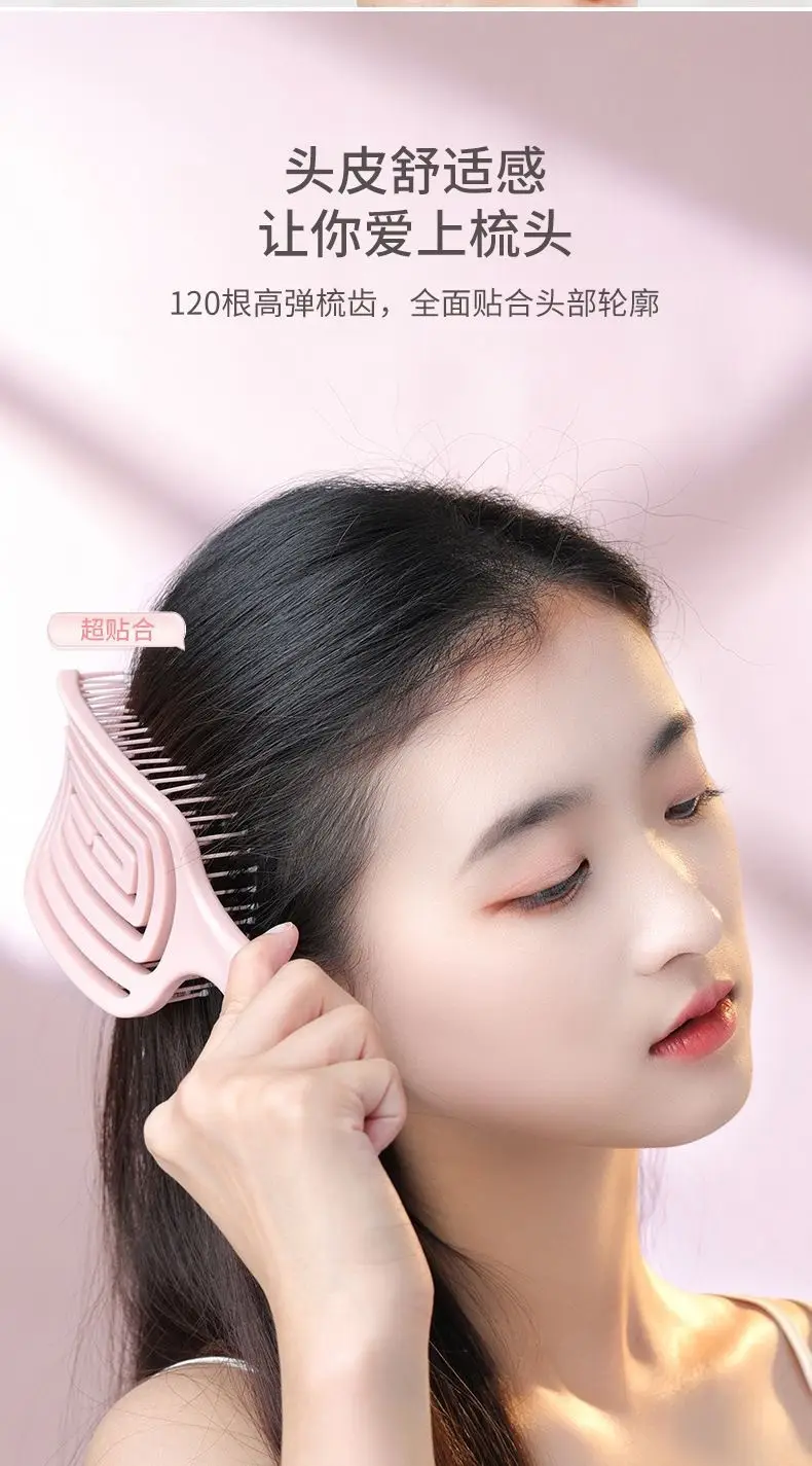 Fluffy High Cranial Hair Brush Purple — feature 9