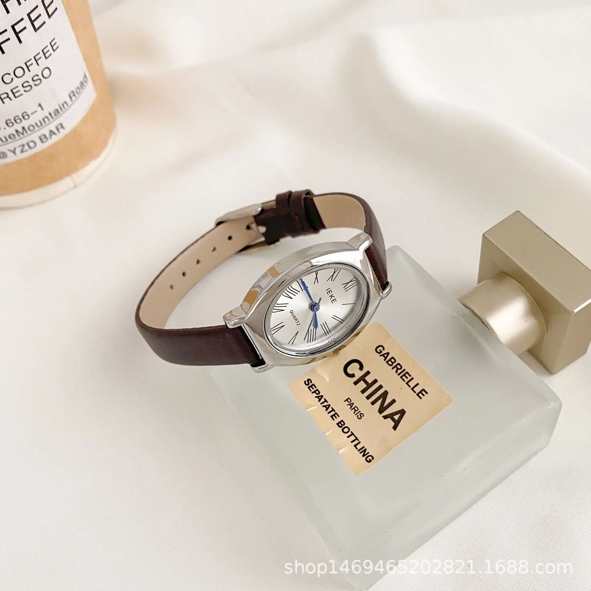 Women's Light Luxury Minimalist Watch Brown Leather Belt