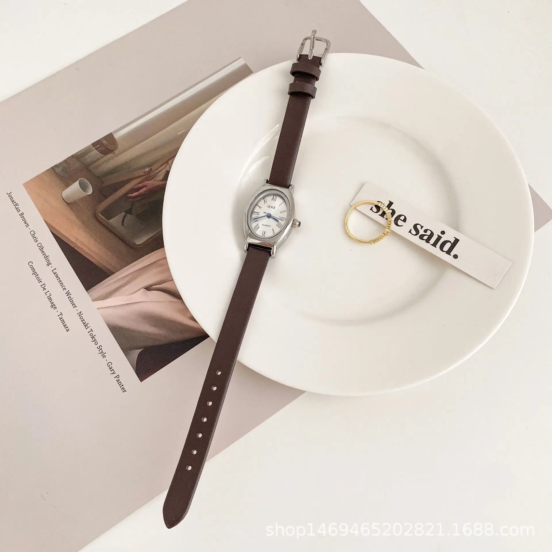 Women's Light Luxury Minimalist Watch Brown Leather Belt - Image 4