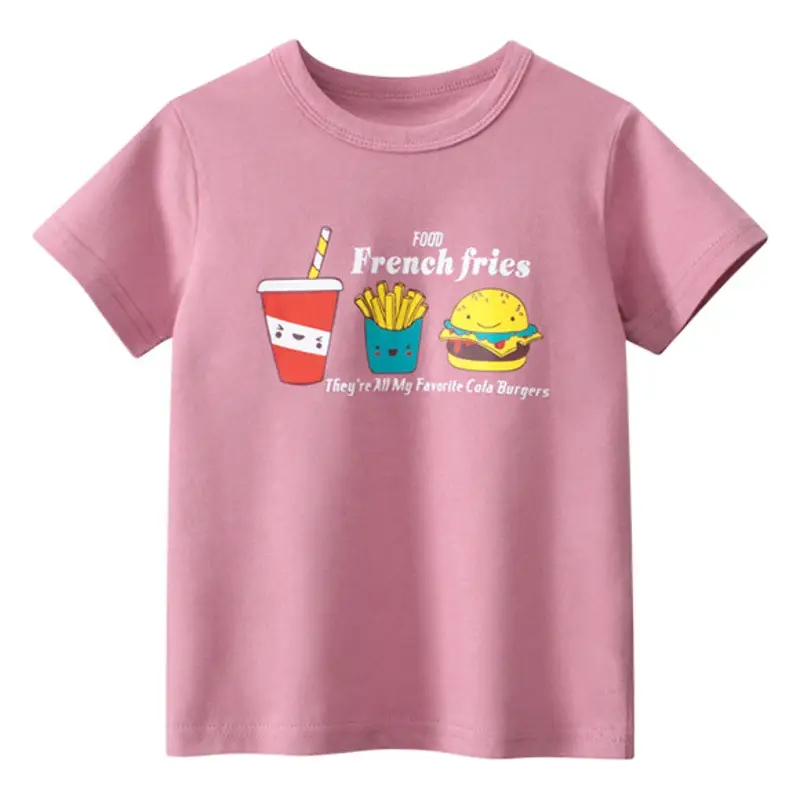 Pink Short Sleeve T-Shirt for Girls 2024 Summer