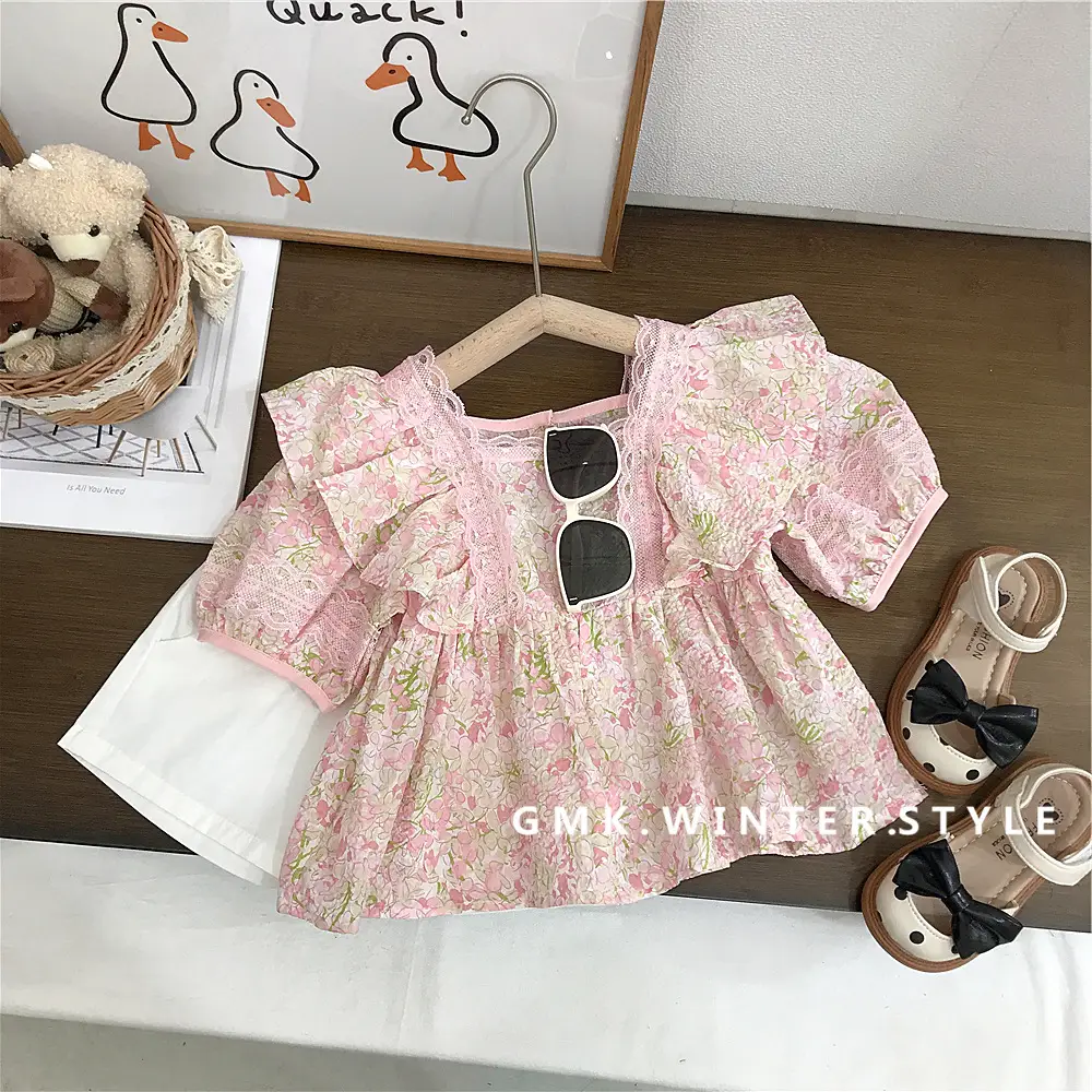 Girls Cotton Floral Short Sleeve 2023 Summer Coat - Image 4