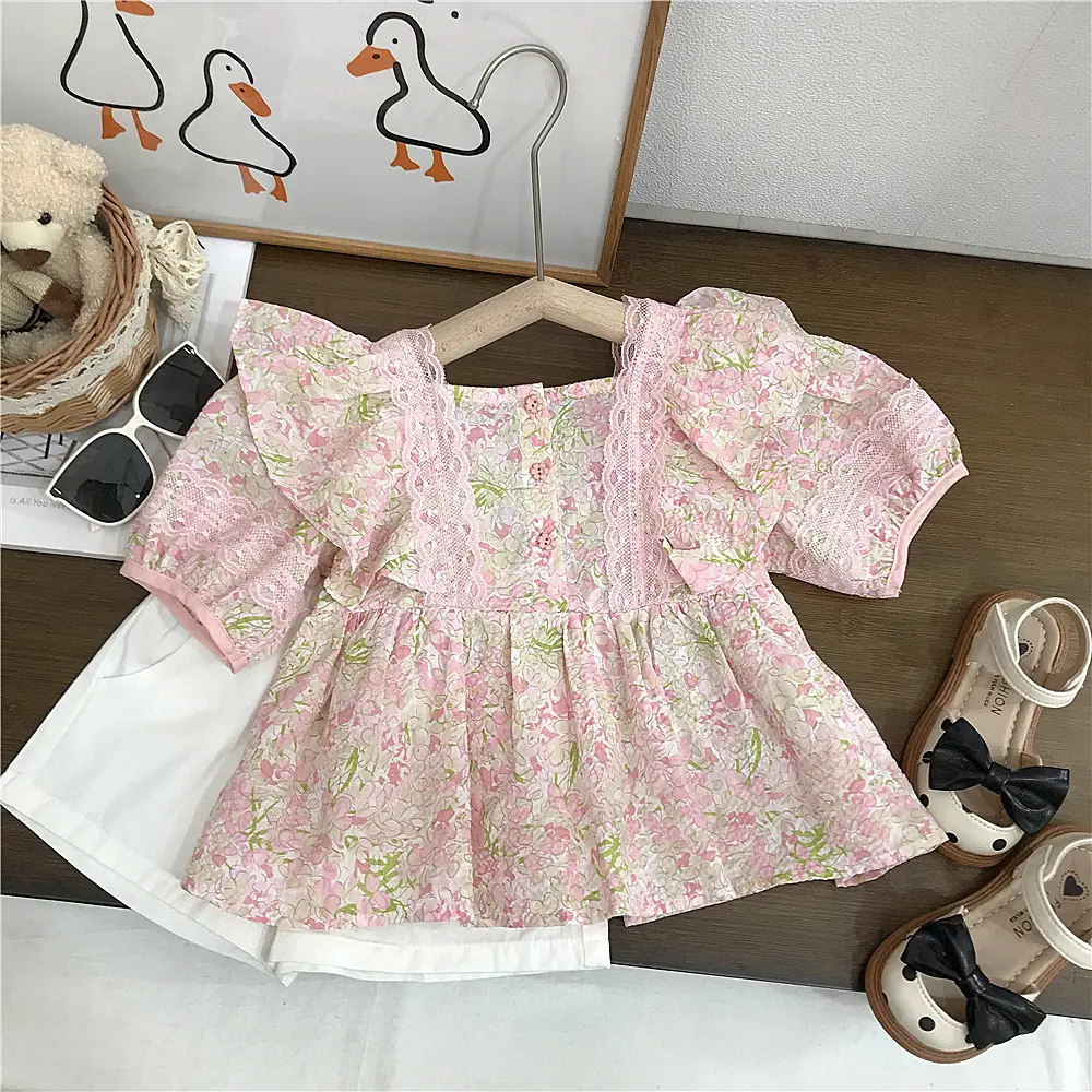 Girls Cotton Floral Short Sleeve 2023 Summer Coat - Image 5