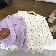 Girls Cotton Floral Short Sleeve 2023 Summer Coat — feature 5