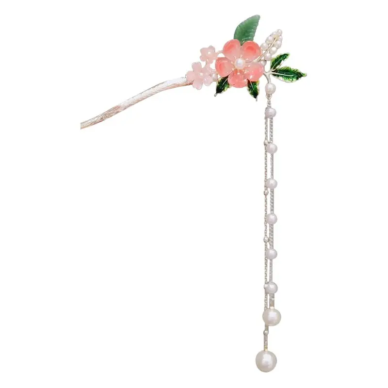 Ancient Pearl Metal Hairpin with Bird Design