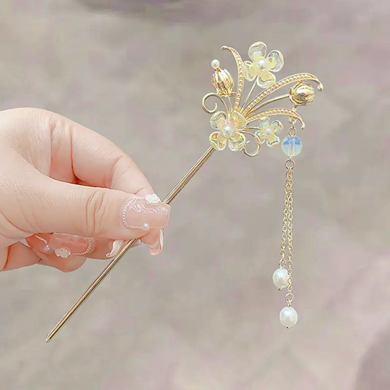 Ancient Pearl Metal Hairpin with Bird Design - Image 12