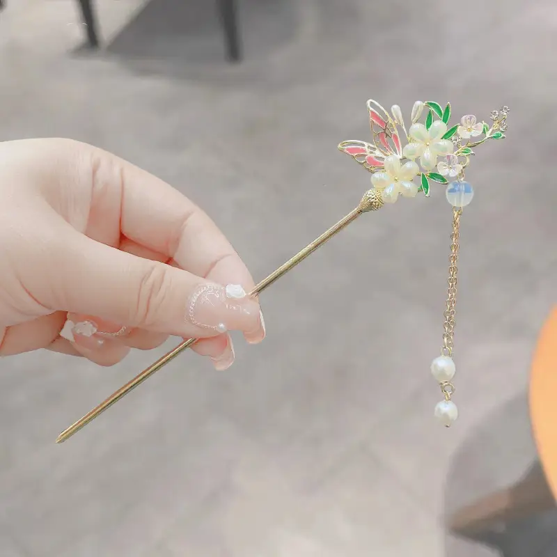 Ancient Pearl Metal Hairpin with Bird Design - Image 18