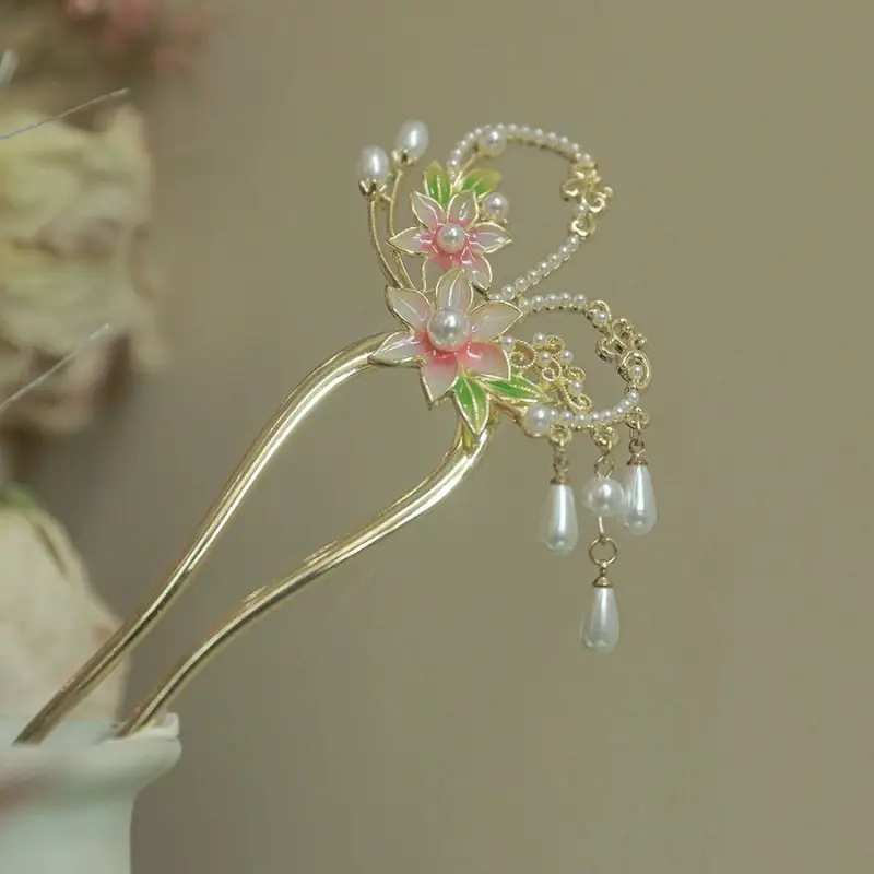 Ancient Pearl Metal Hairpin with Bird Design - Image 23