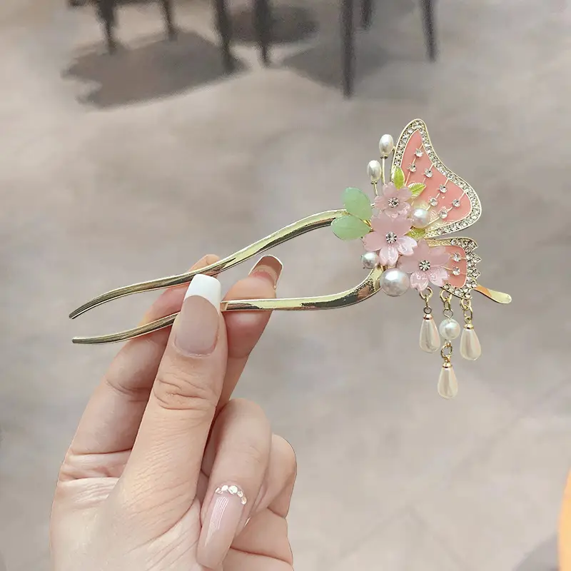 Ancient Pearl Metal Hairpin with Bird Design - Image 5
