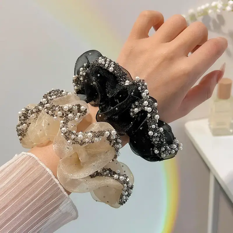 Black Pearl Embellished Hair Ring for Women - Image 6